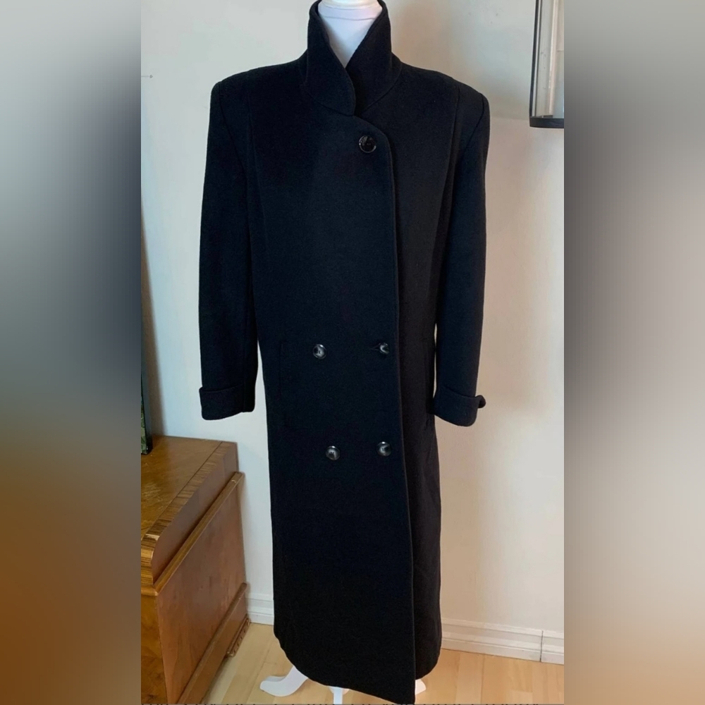 Cathy-Jo Large Black Wool Trench Coat